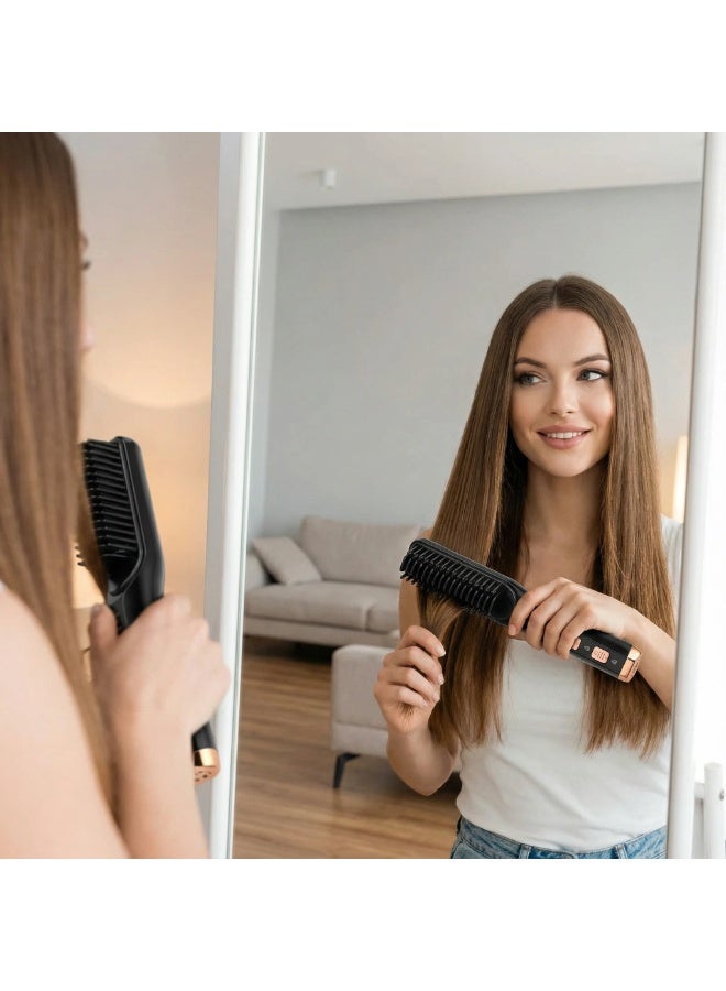 Cnaier Wireless Hair Straightener Comb, No Damage, Rechargeable Portable Multi-functional Home Use Straightening and Curling Iron with Safety Lock, 3D Comb Teeth, PI Heating, 4000mAh Battery, Compact, Black - Image 5